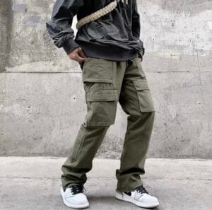 Technical Cotton Cargo Pants (Olive)