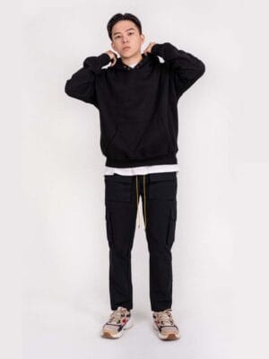 Snap Cotton Cargo Pants(Black)