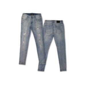 Distressed Patch Jeans(Blue)
