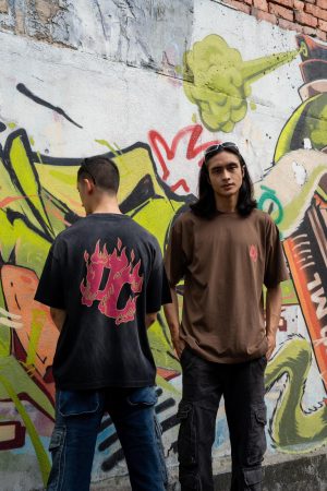 Flame Oversize Dyed Tee(Black)